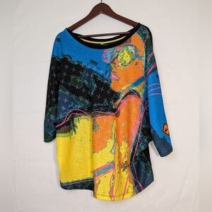 Volt Design Colore Ta Vie Sz 4 Colorful Art To Wear Shirt Top XL Abstract Artsy